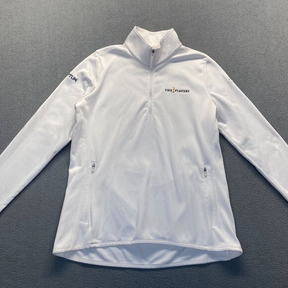 Nike Sweater Womens Large White Therma Fit Golf Half Zip Pullover Fleece Mock - Picture 14 of 14